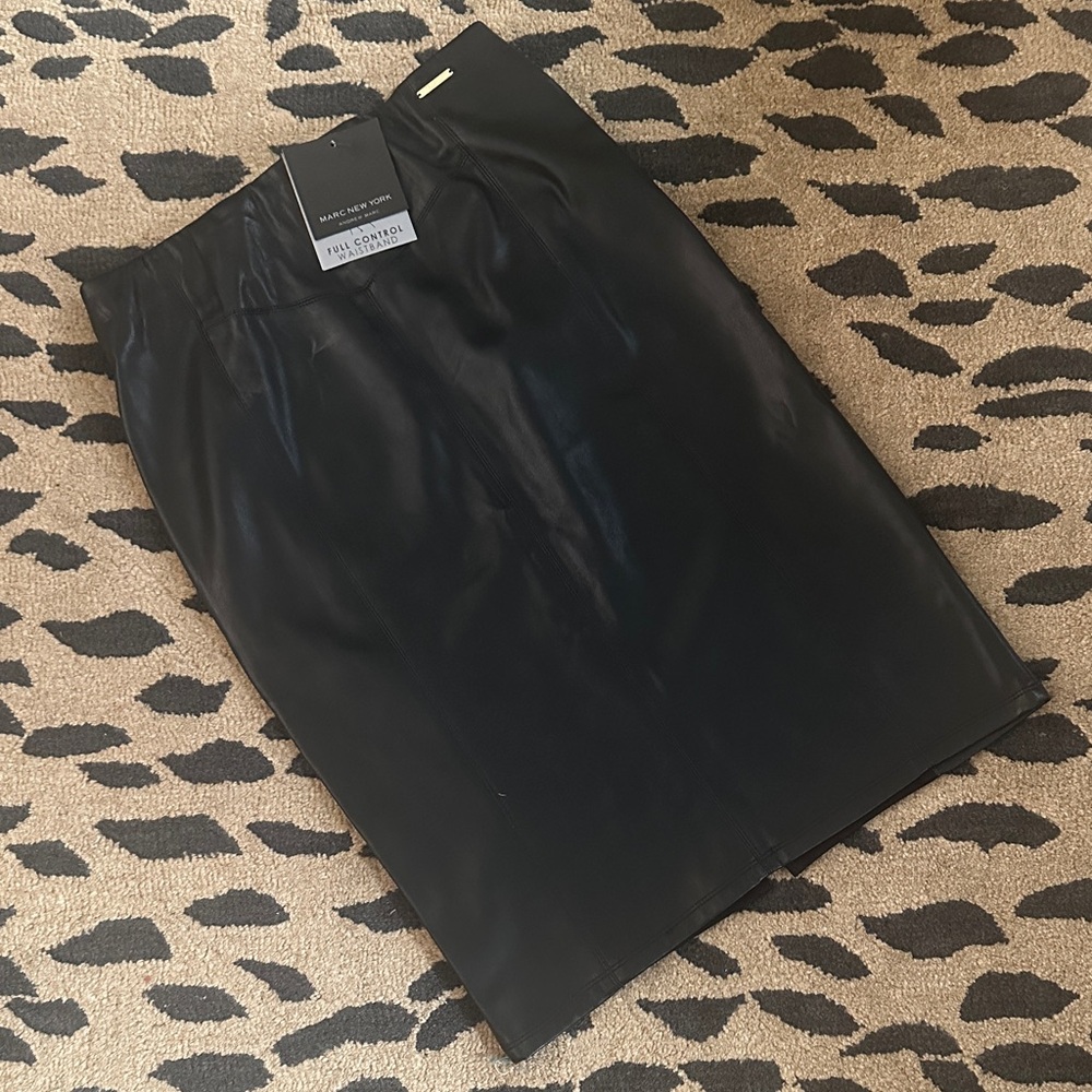 Marc New York Black Faux Leather Pencil Skirt